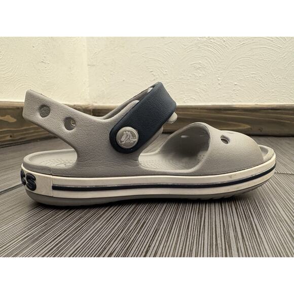 Crocs Kids Crocband Cruiser Sandals Size C 10 Light Gray/Navy Blue - Picture 7 of 13